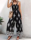 Wide-Leg Printed Jumpsuit with Pockets